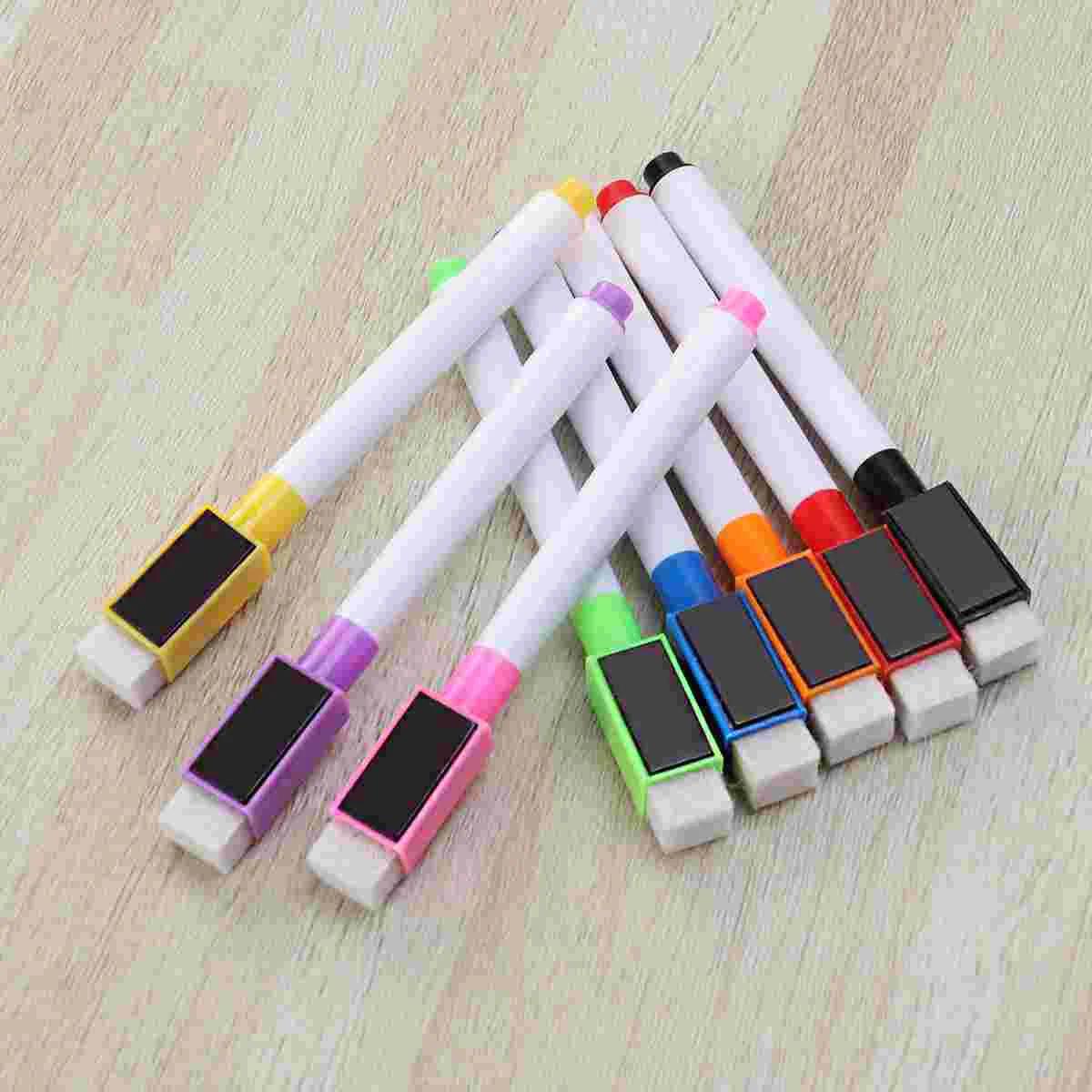 마그네틱 캡과 지우개가 있는 다채로운 마그네틱 마커, 다양한 색상, 학용품, 어린이 그림 펜 문구, 8 개